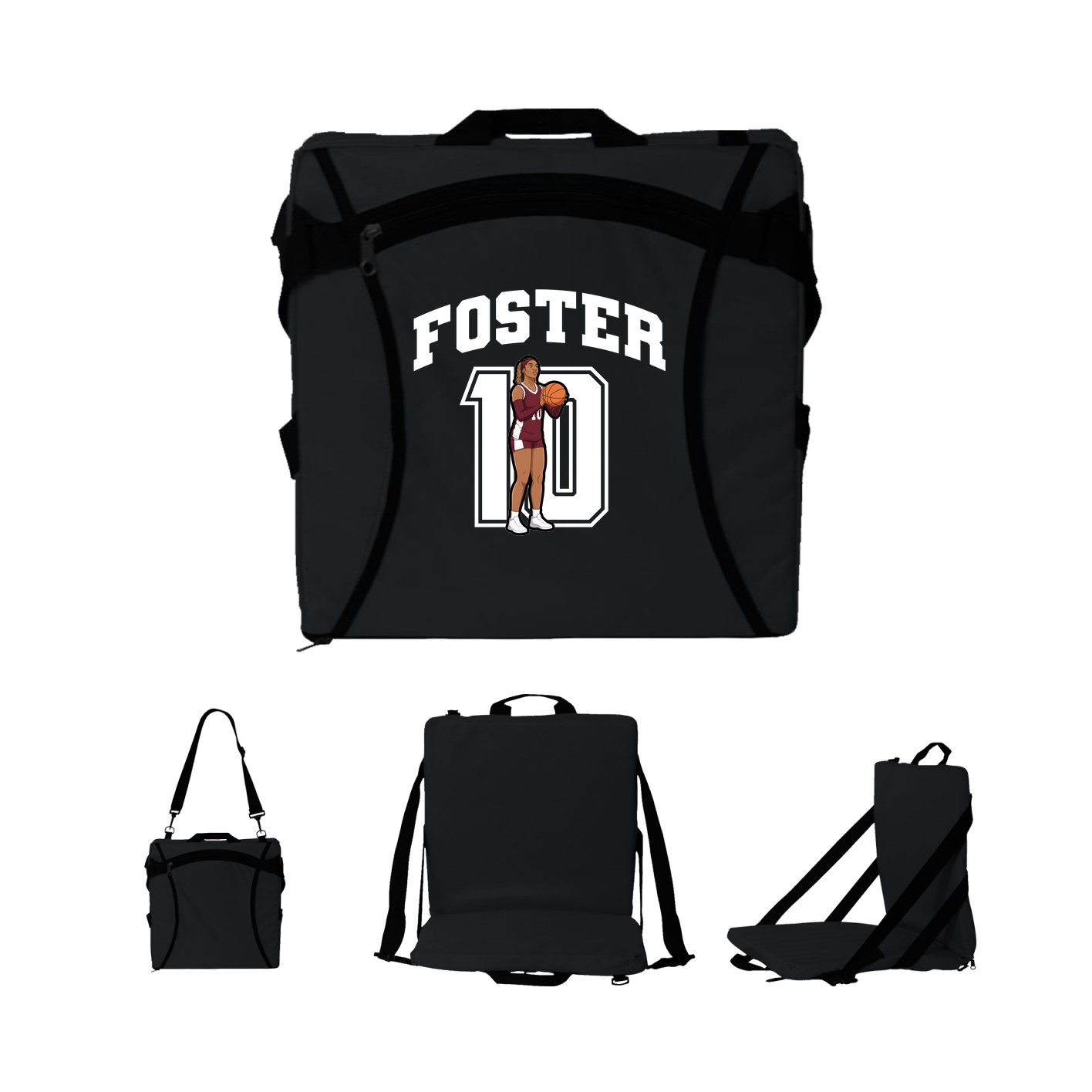 Folding Stadium Seat — Number in Black