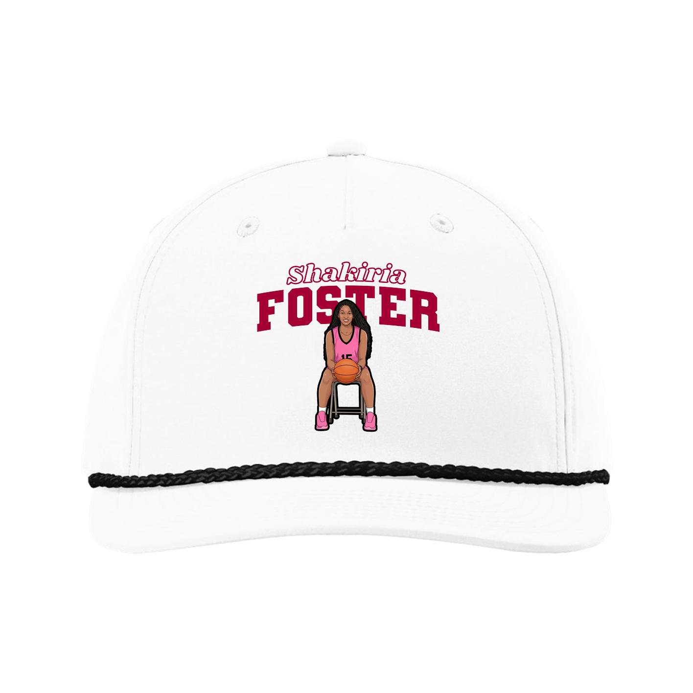 Five-Panel Classic Rope Cap — Name Arch in White