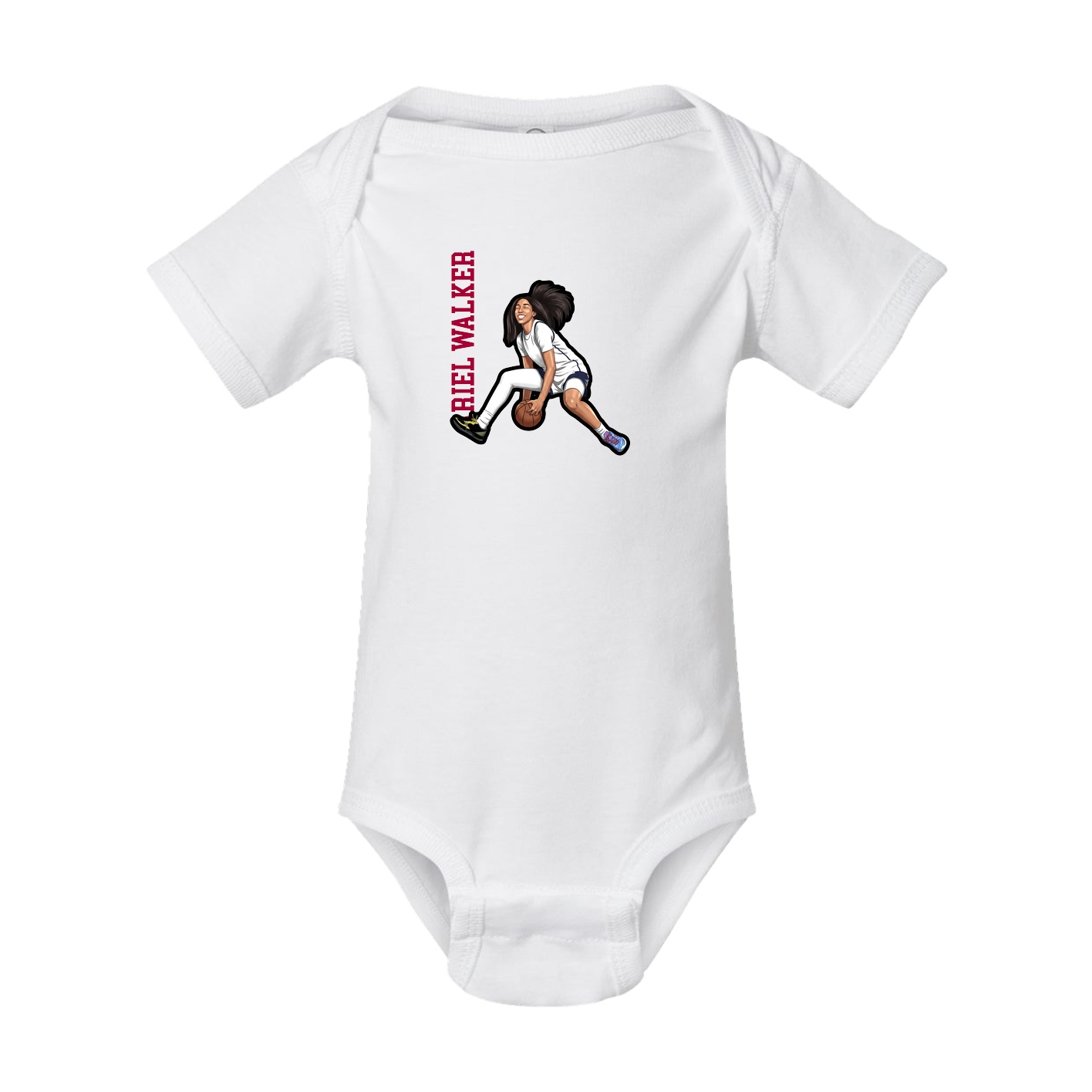 Baby Onesie — Name Vertical in White