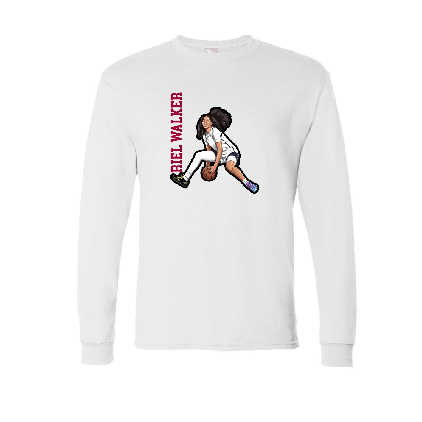 Long Sleeve Tee — Name Vertical in White