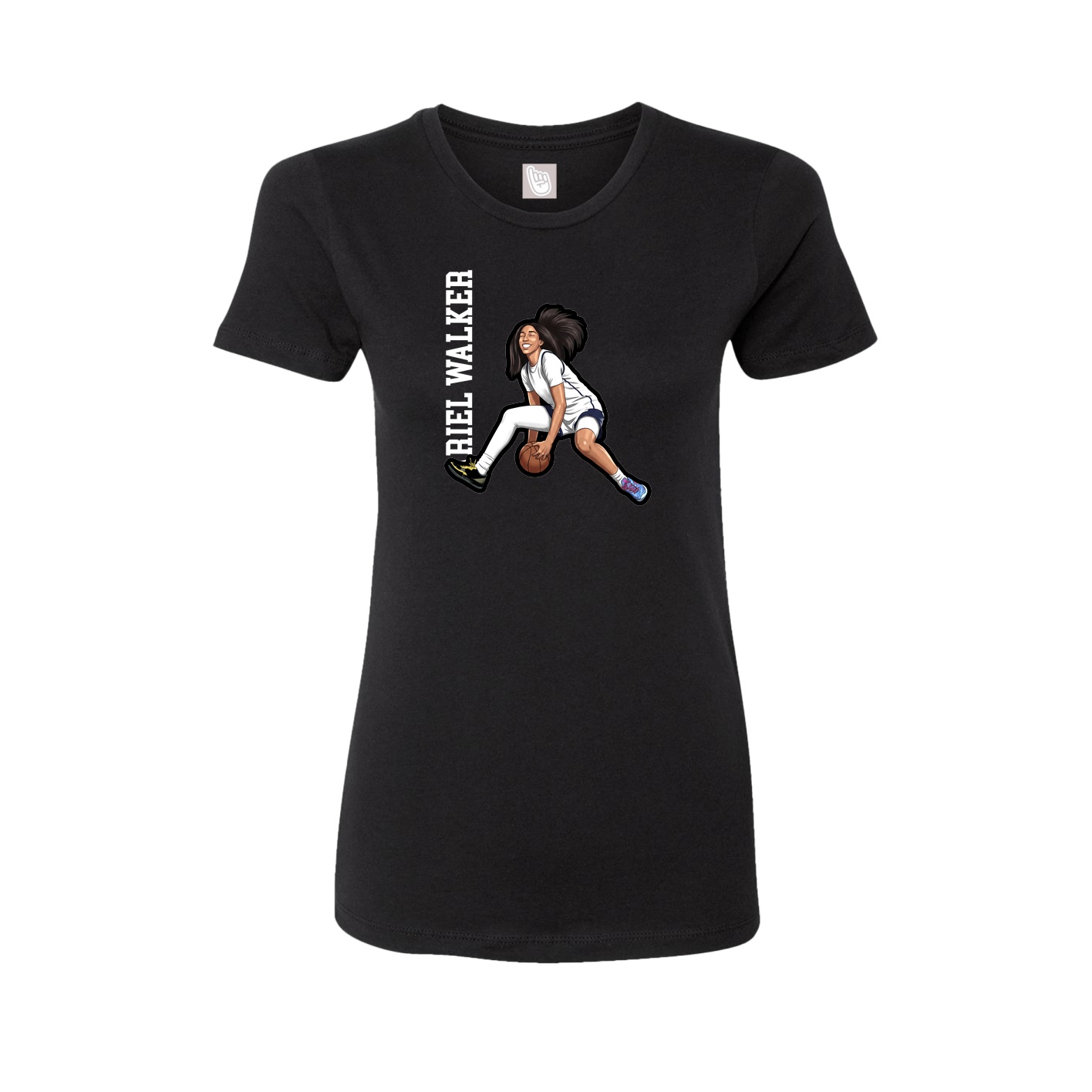 Fitted Women's Tee — Name Vertical in Black