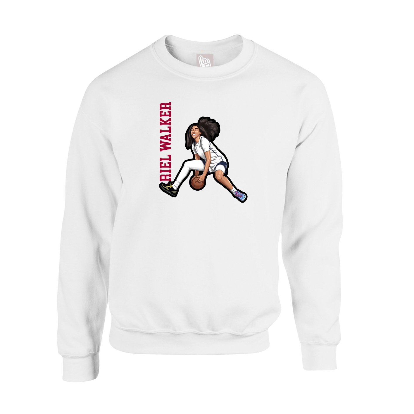 Fleece Crew — Name Vertical in White