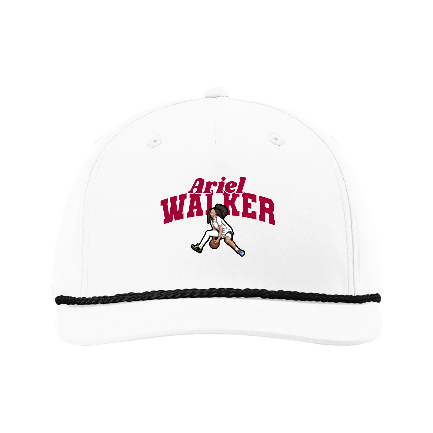 Five-Panel Classic Rope Cap — Signature Arch in White
