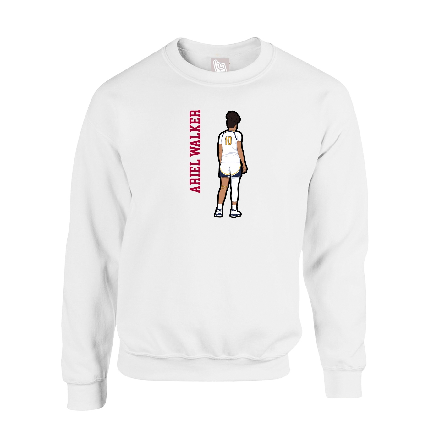 Fleece Crew — Name Vertical in White