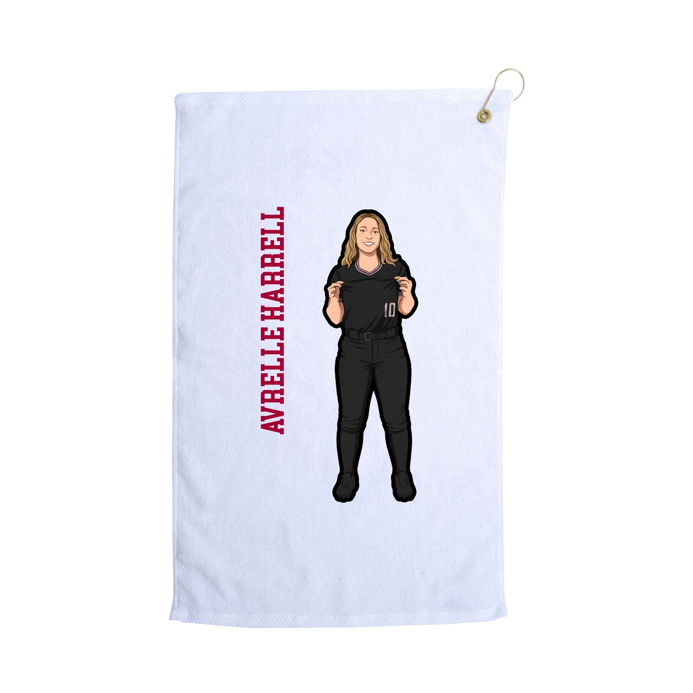 Golf Towel — Name Vertical in White