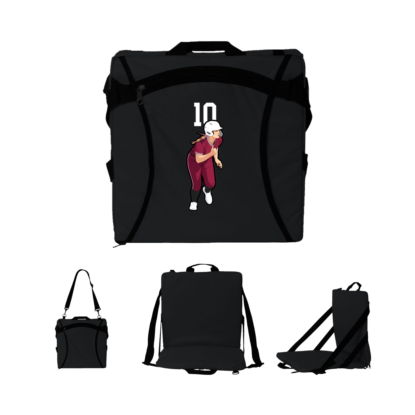 Folding Stadium Seat — Number Top in Black