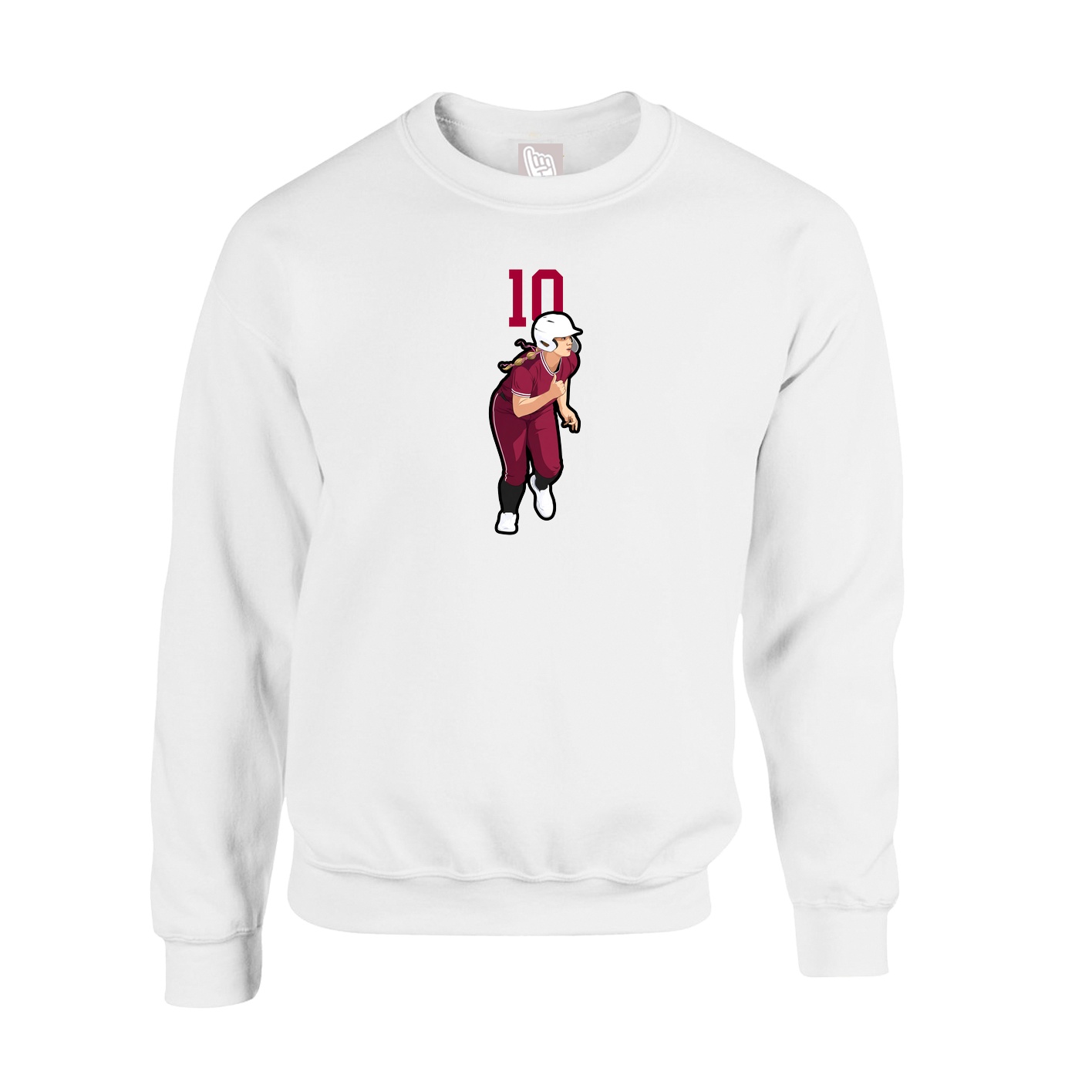Fleece Crew — Number Top in White