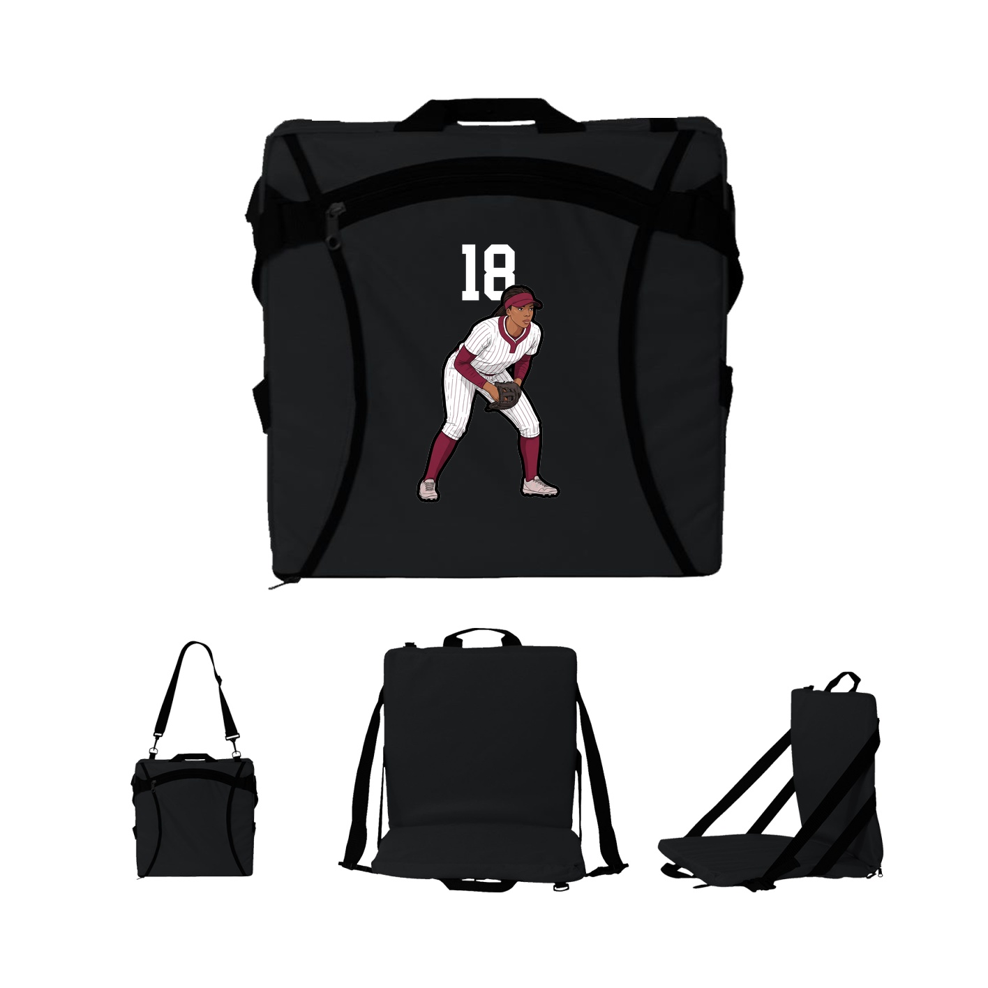 Folding Stadium Seat — Number Top in Black