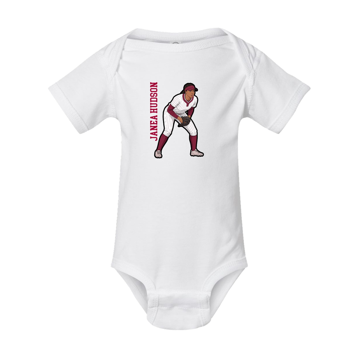Baby Onesie — Name Vertical in White