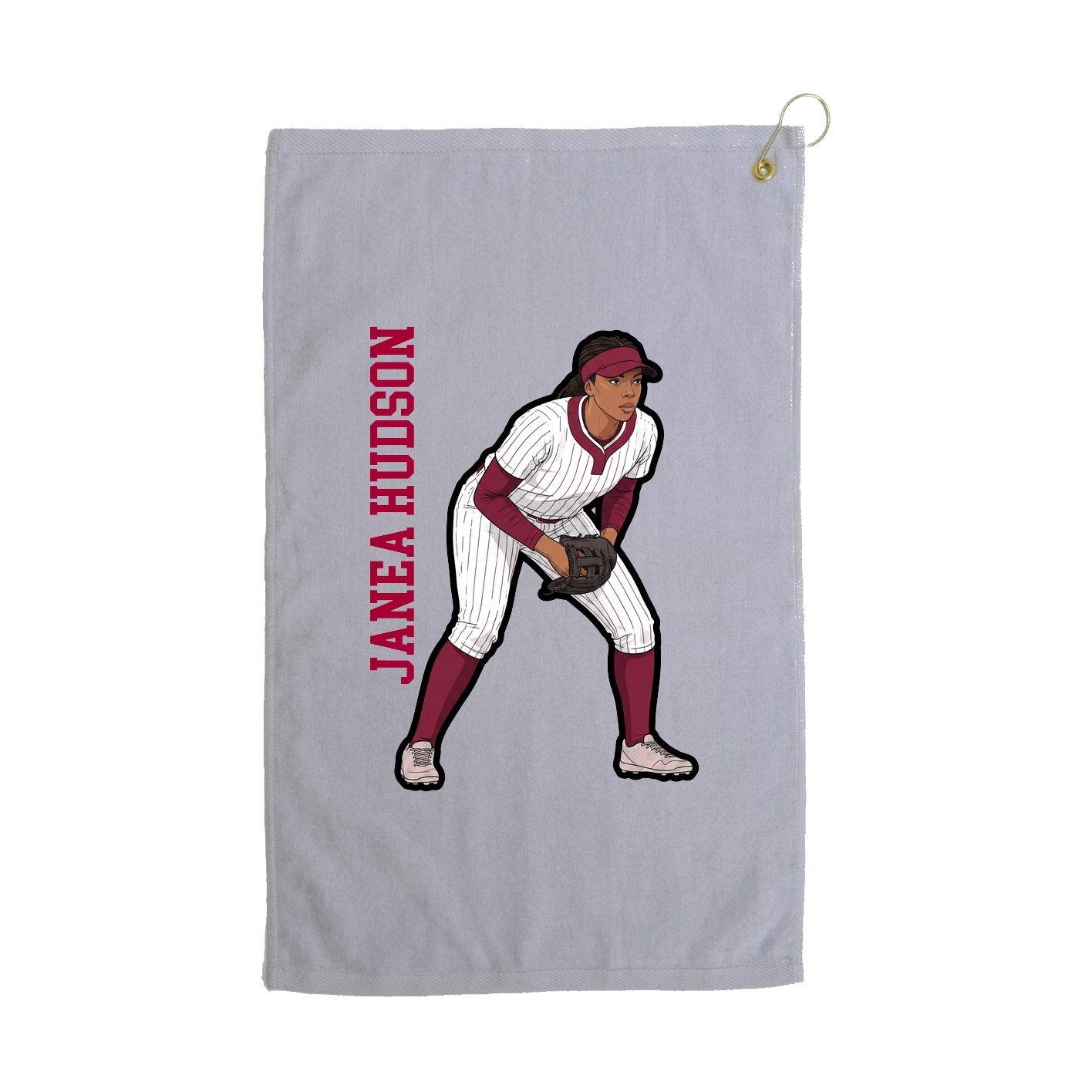 Golf Towel — Name Vertical in Grey