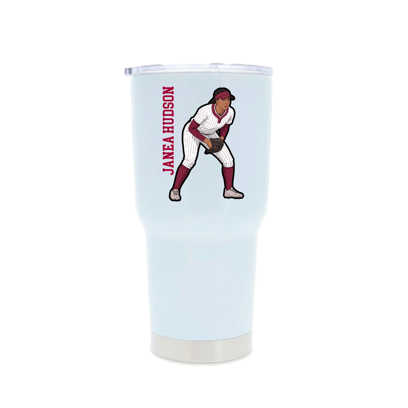 30oz Stainless Steel Tumbler — Name Vertical in White