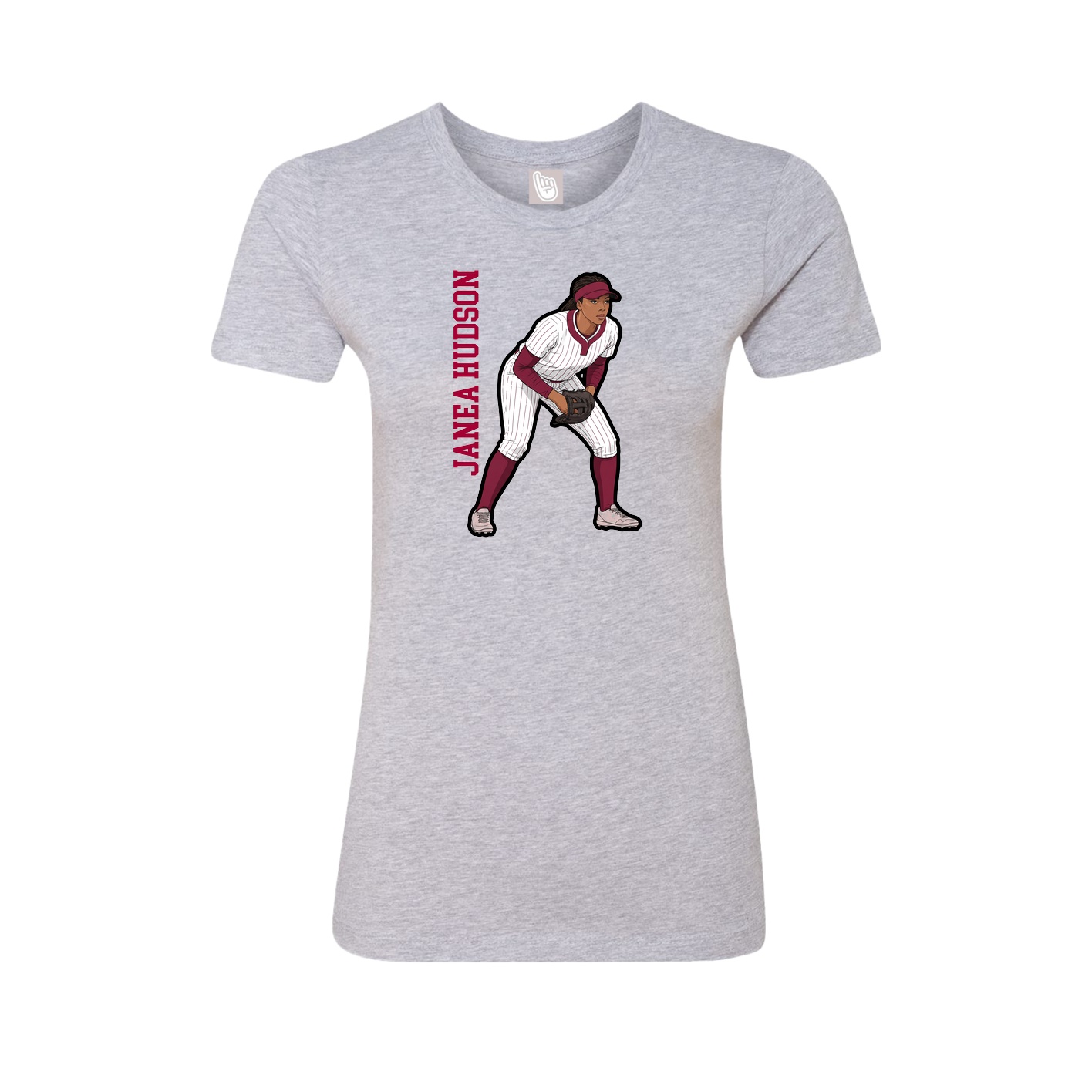 Fitted Women's Tee — Name Vertical in Grey