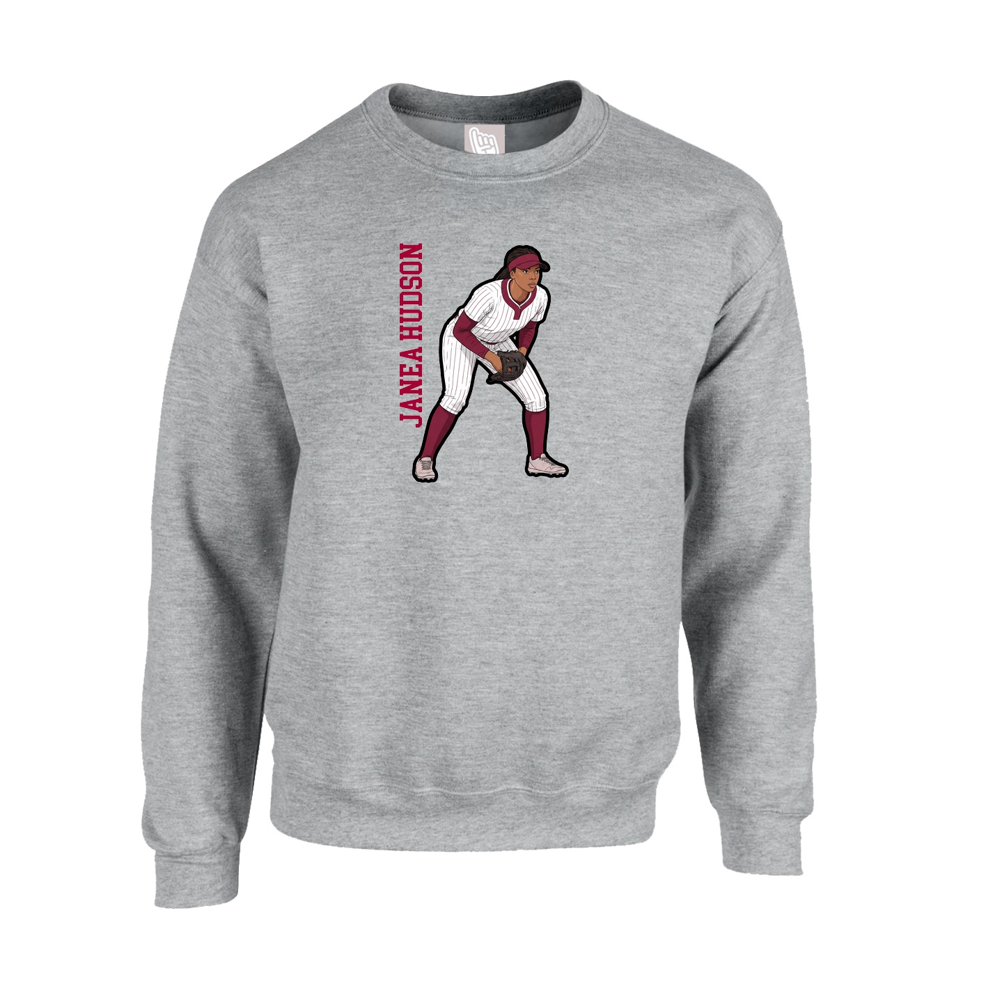 Fleece Crew — Name Vertical in Grey