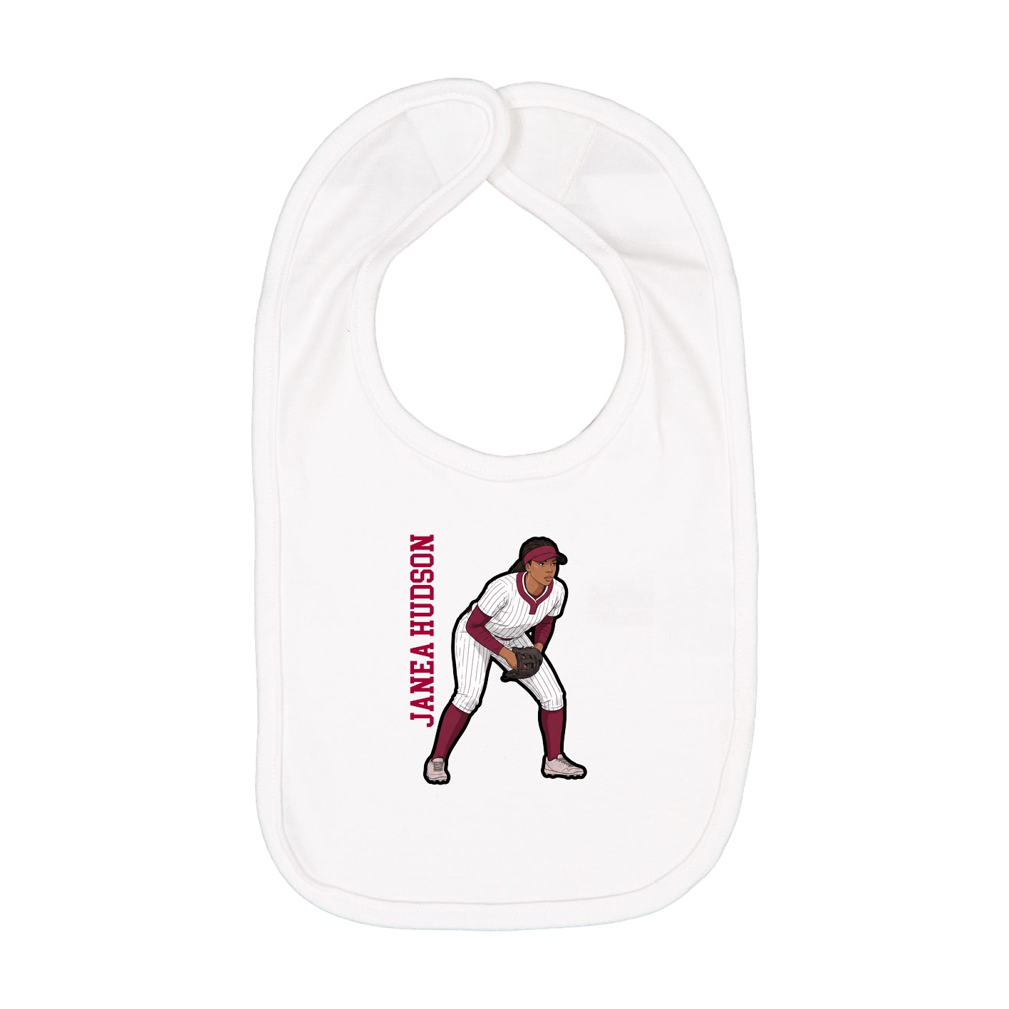 Infant Bib — Name Vertical in White