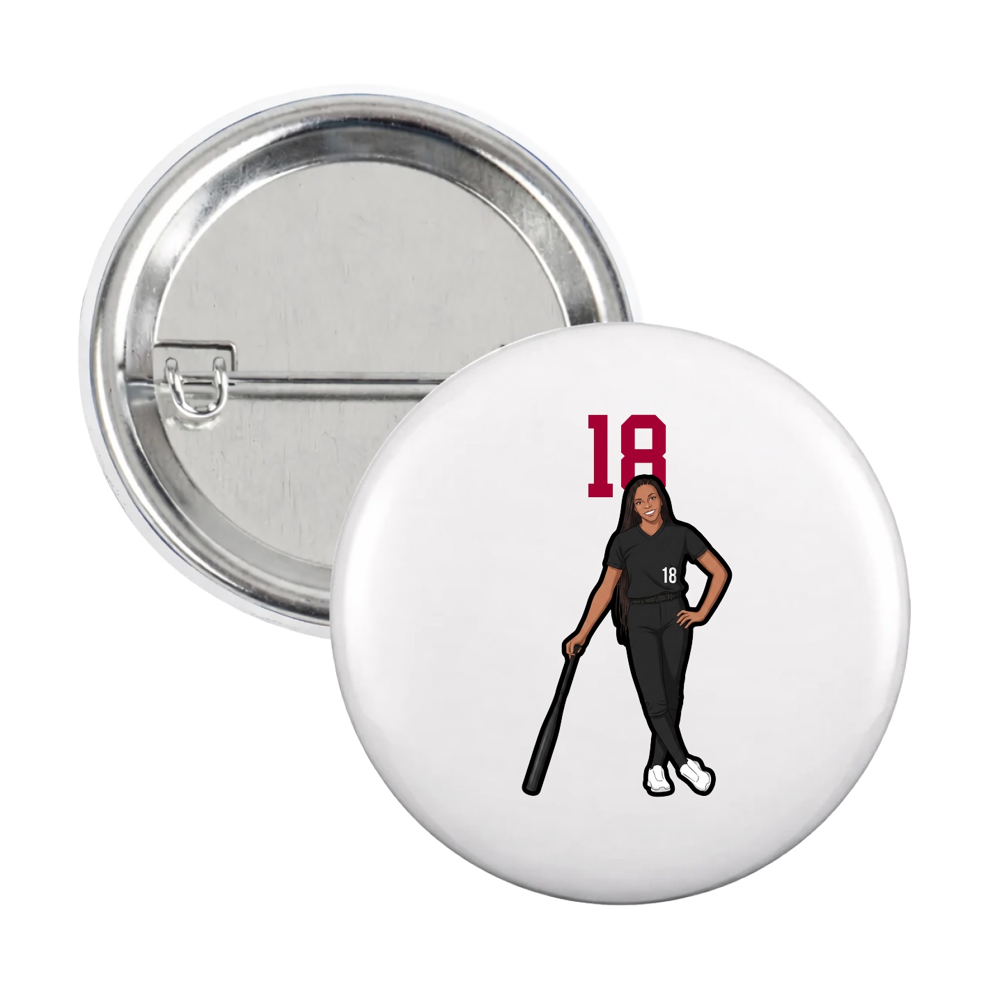 Game Day Button — Number Top in White