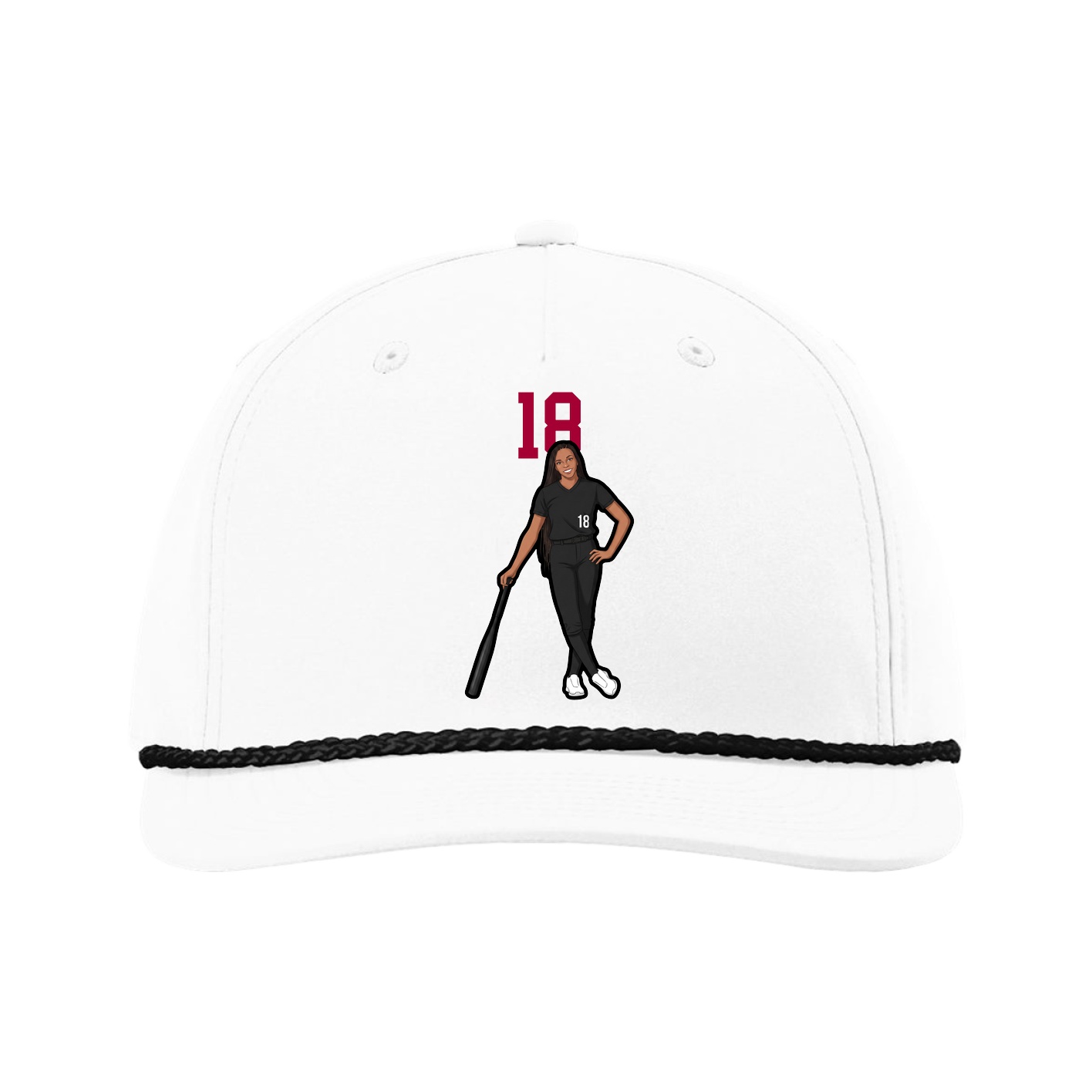 Five-Panel Classic Rope Cap — Number Top in White