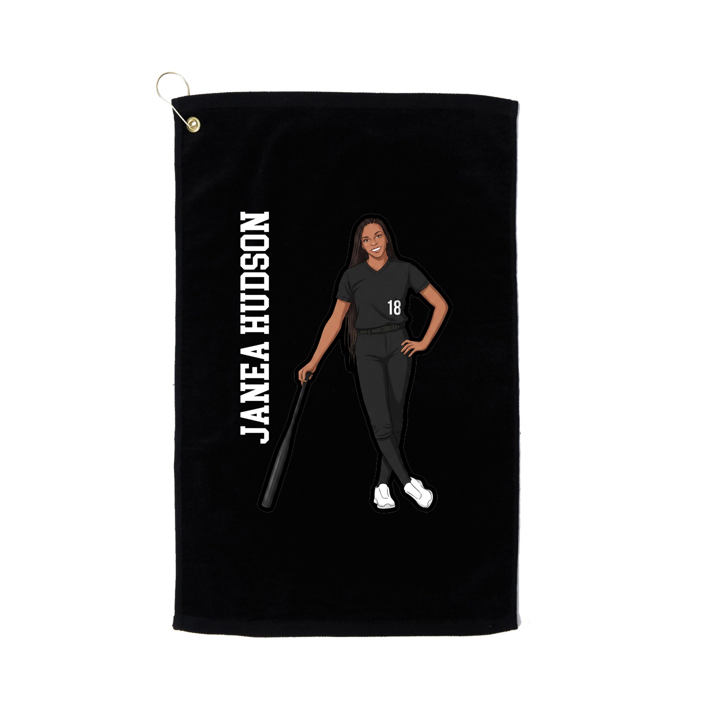 Golf Towel — Name Vertical in Black