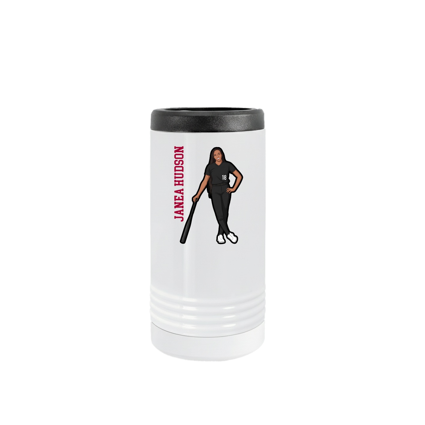 Slim Beverage Holder — Name Vertical in White