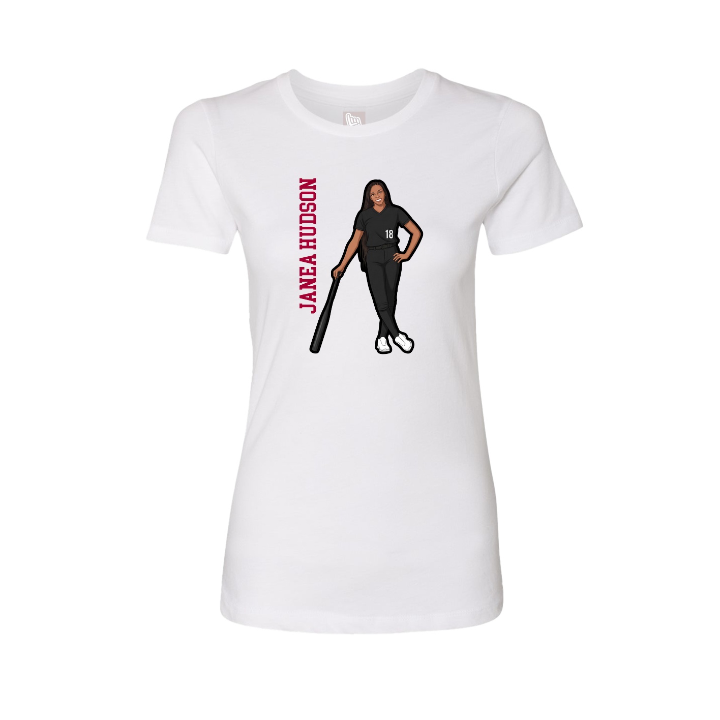 Fitted Women's Tee — Name Vertical in White