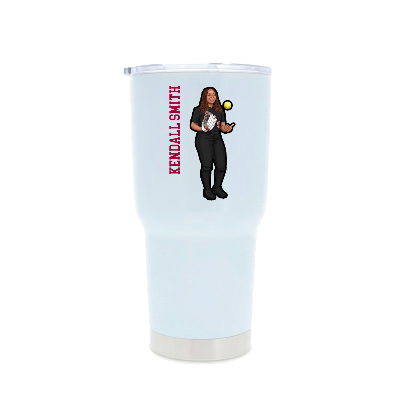 30oz Stainless Steel Tumbler — Name Vertical in White