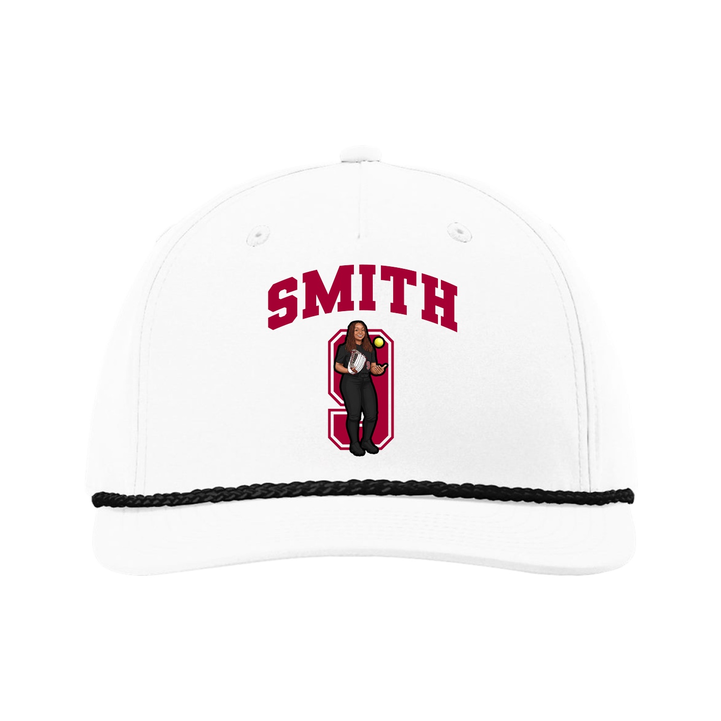 Five-Panel Classic Rope Cap — Number in White