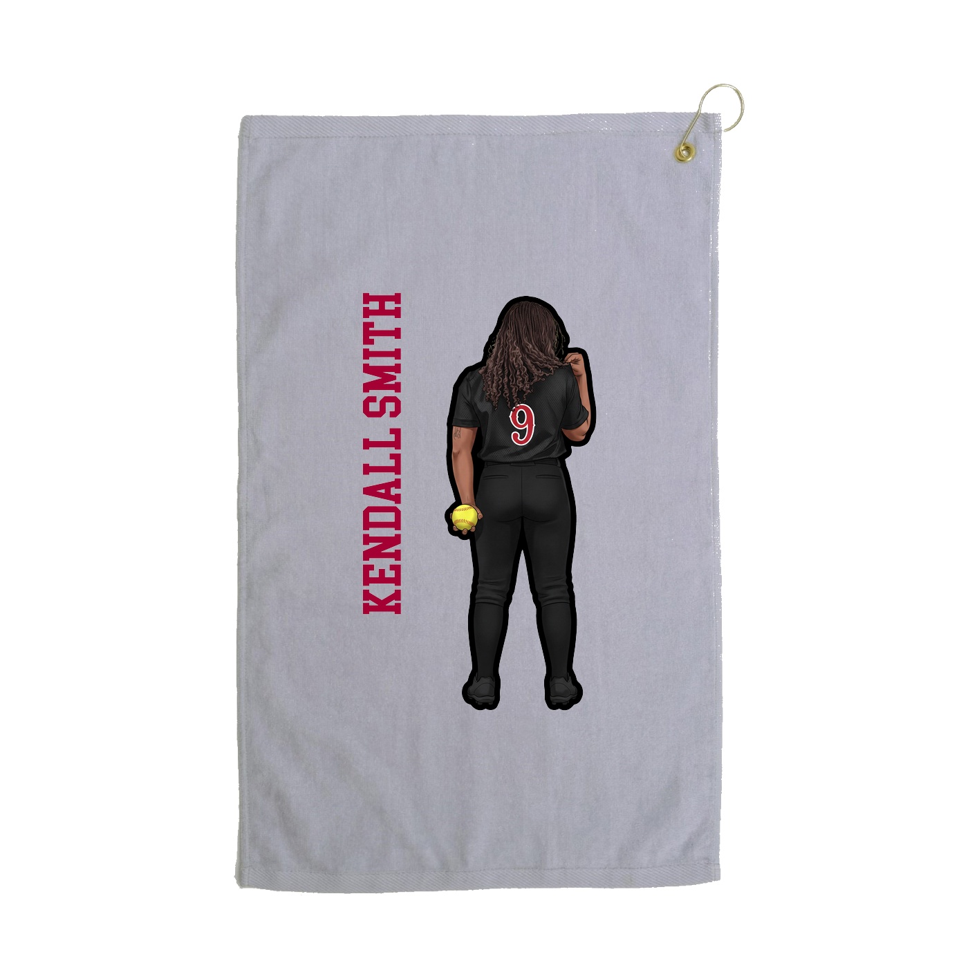 Golf Towel — Name Vertical in Grey