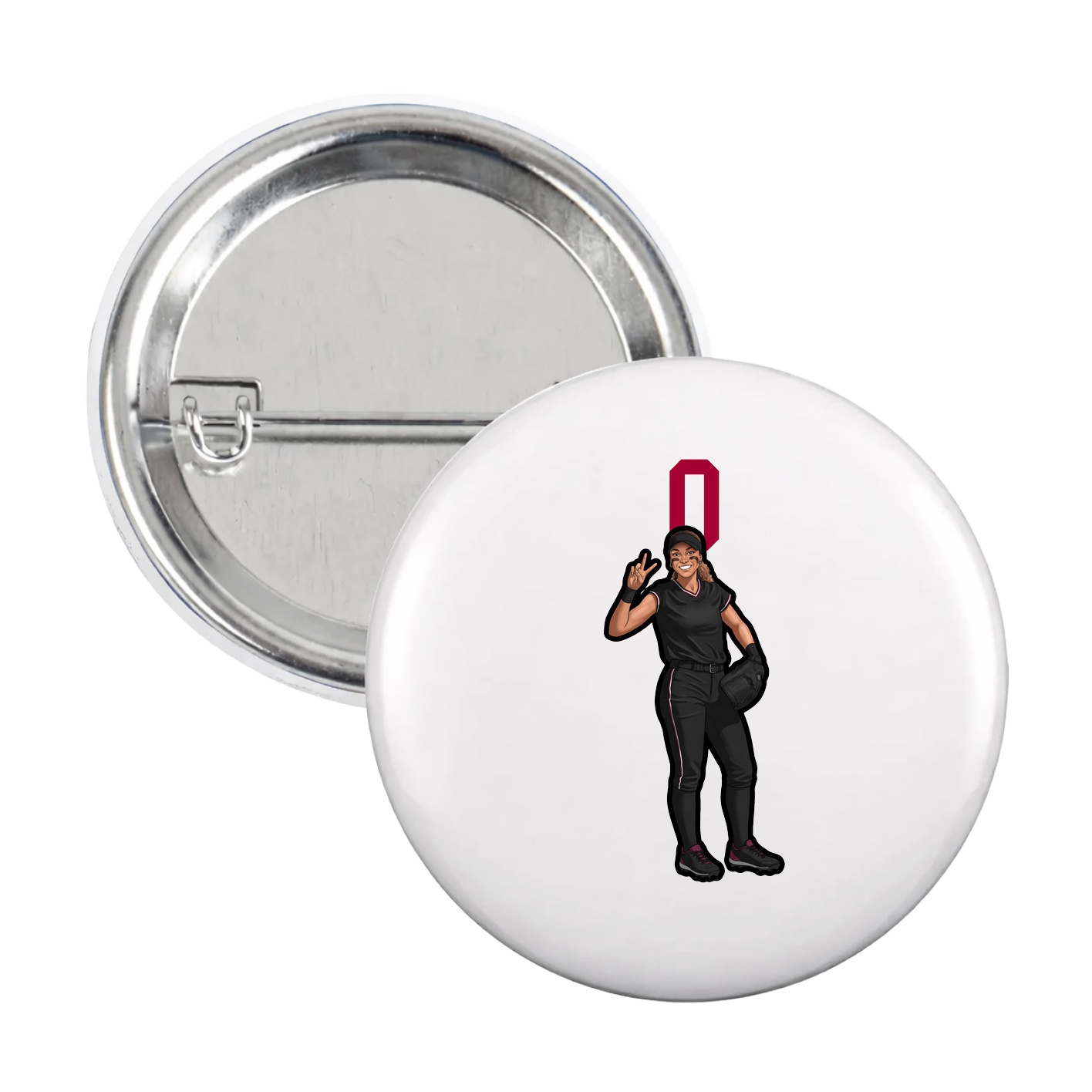 Game Day Button — Number Top in White