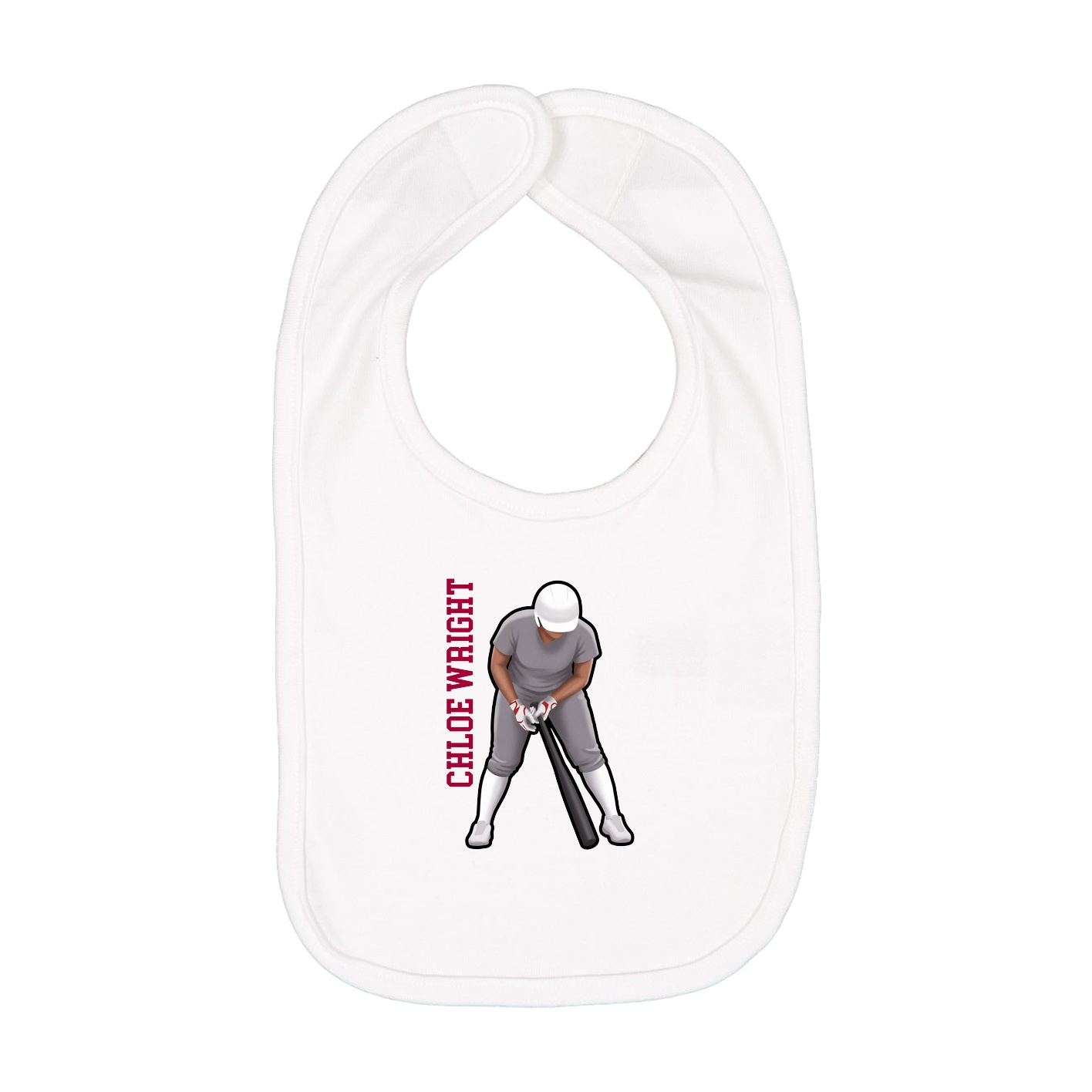 Infant Bib — Name Vertical in White