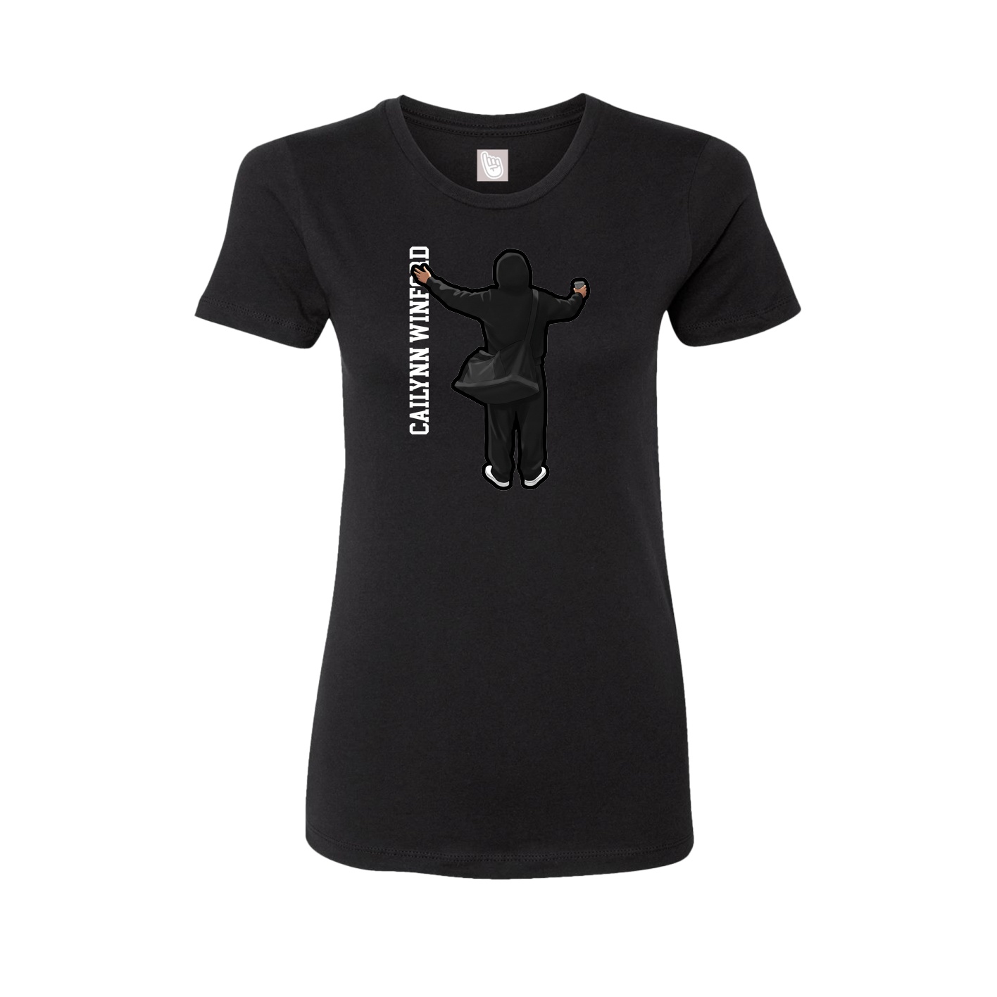 Womens Tee — Name Vertical in Black