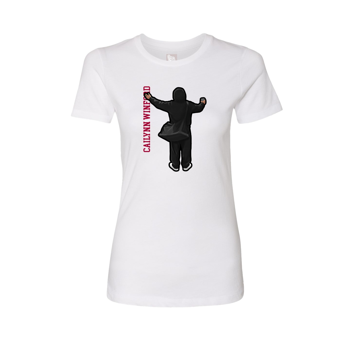 Womens Tee — Name Vertical in White