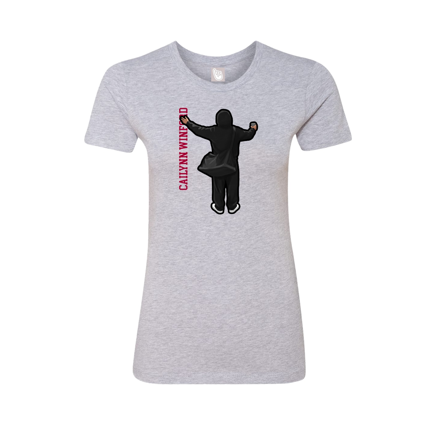 Womens Tee — Name Vertical in Grey
