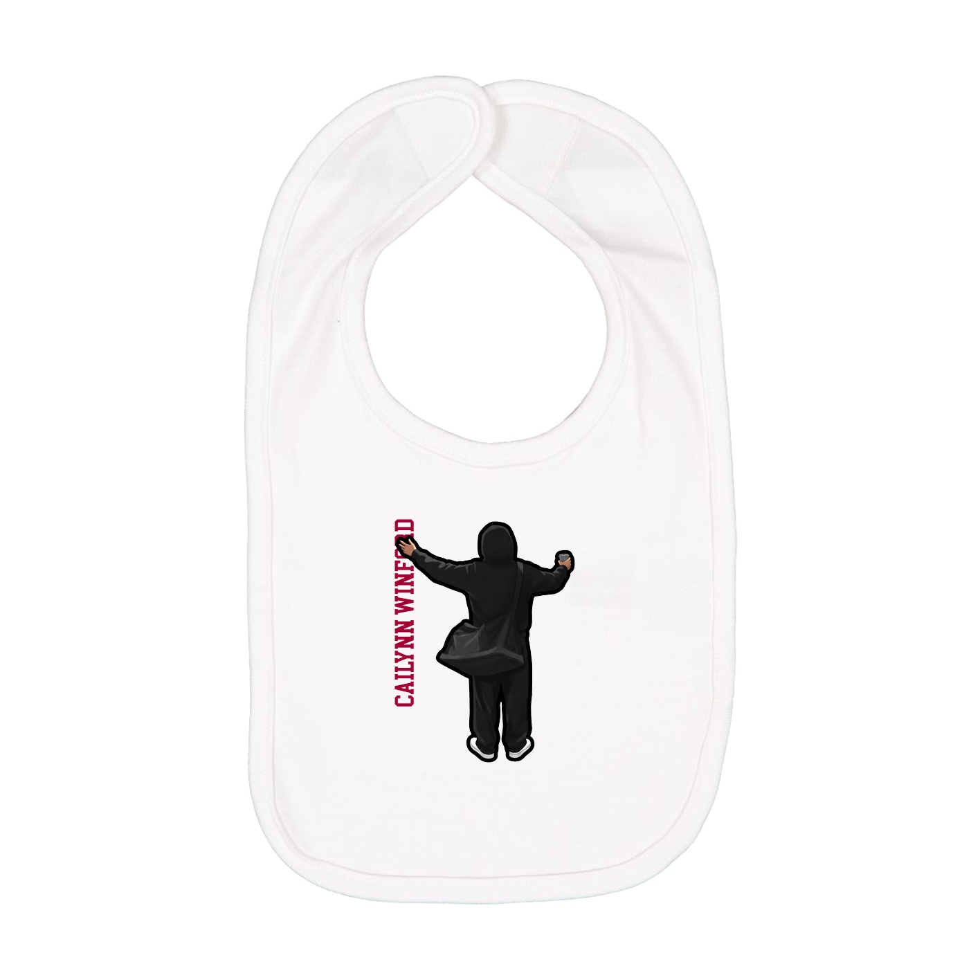 Infant Bib — Name Vertical in White