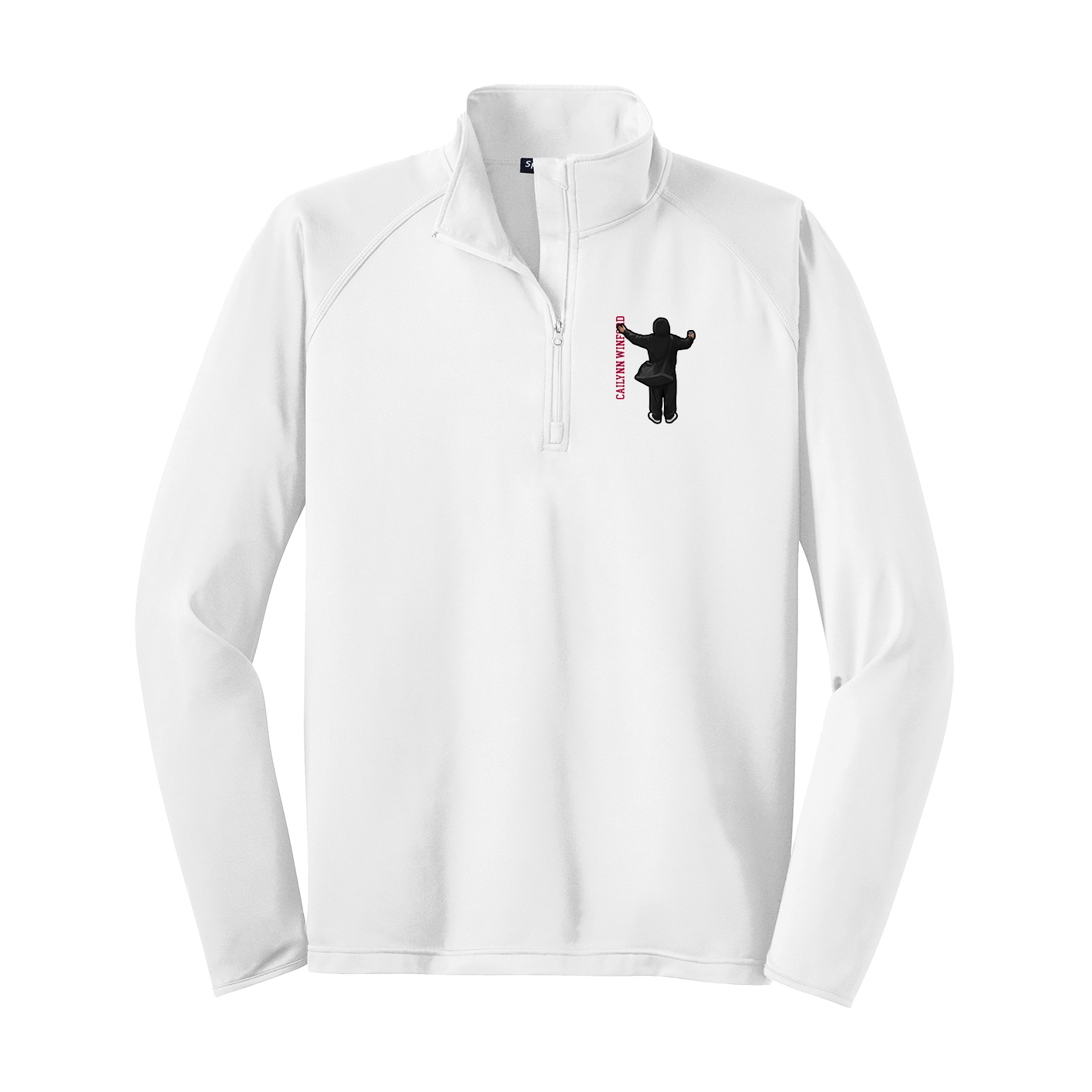 Q-Zip Pullover — Name Vertical in White