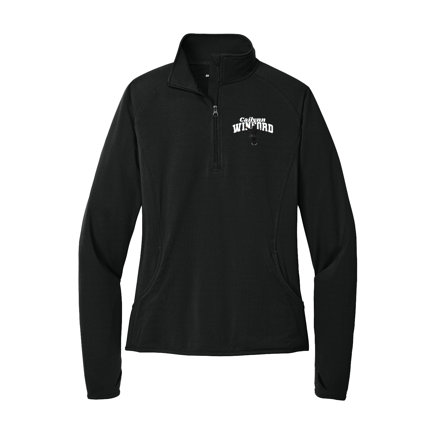 Women's Q-Zip Pullover — Signature Arch in Black