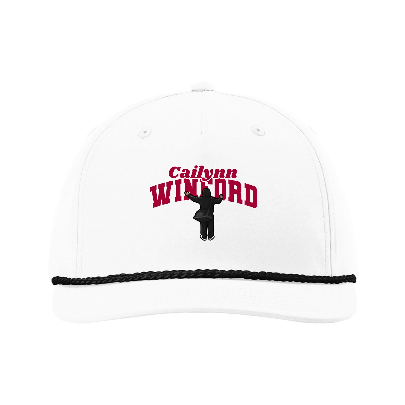 Five-Panel Classic Rope Cap — Signature Arch in White