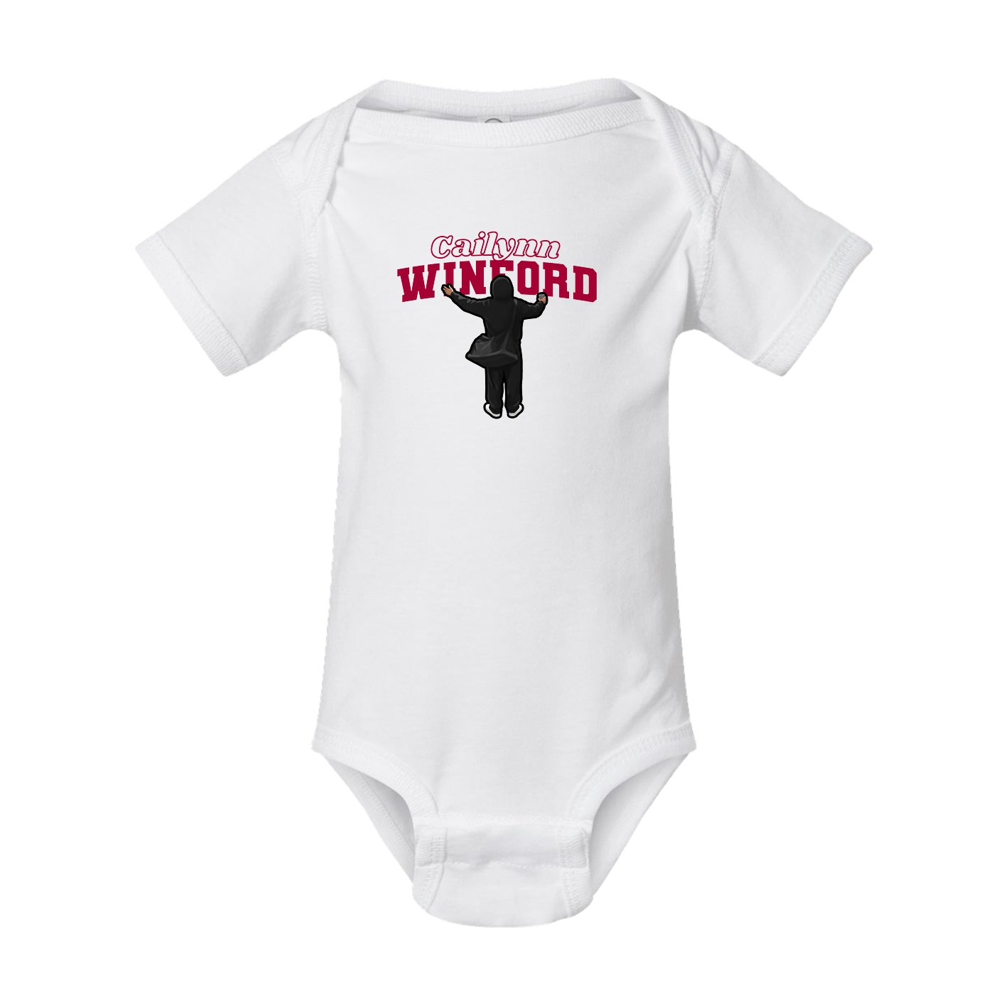 Baby Onesie — Name Arch in White