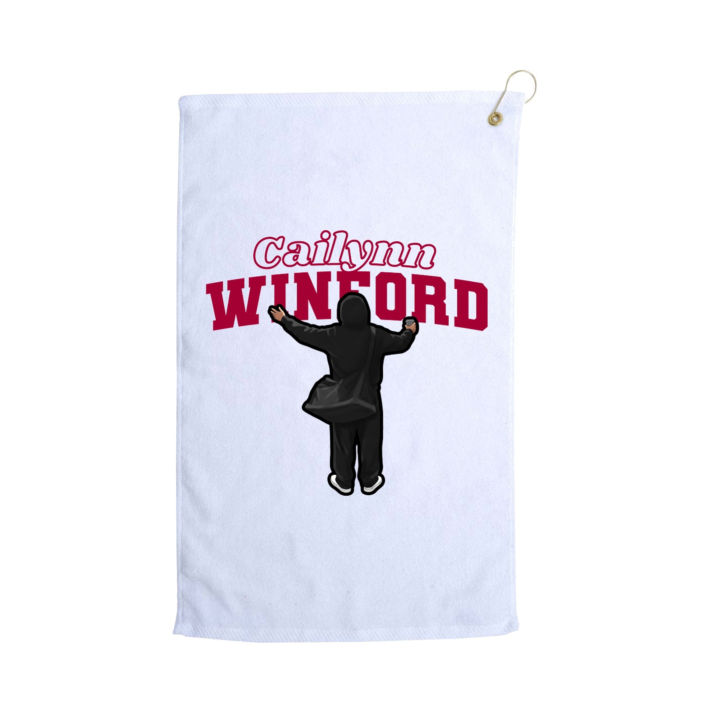 Golf Towel — Name Arch in White