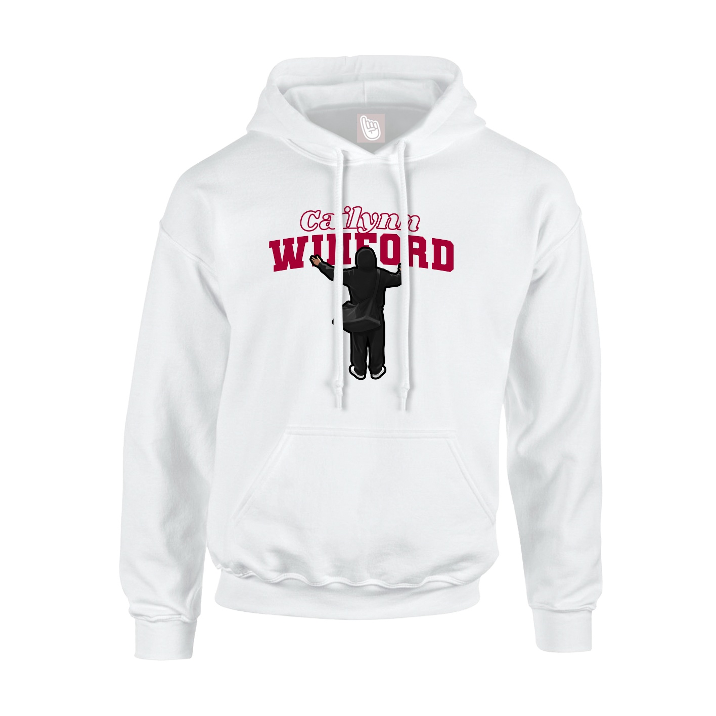 Youth Hoodie — Name Arch in White