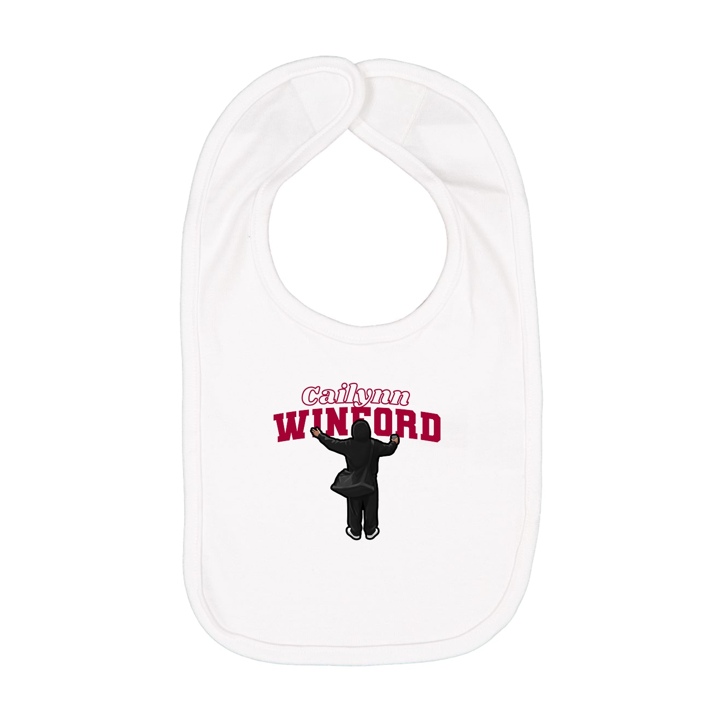 Infant Bib — Name Arch in White