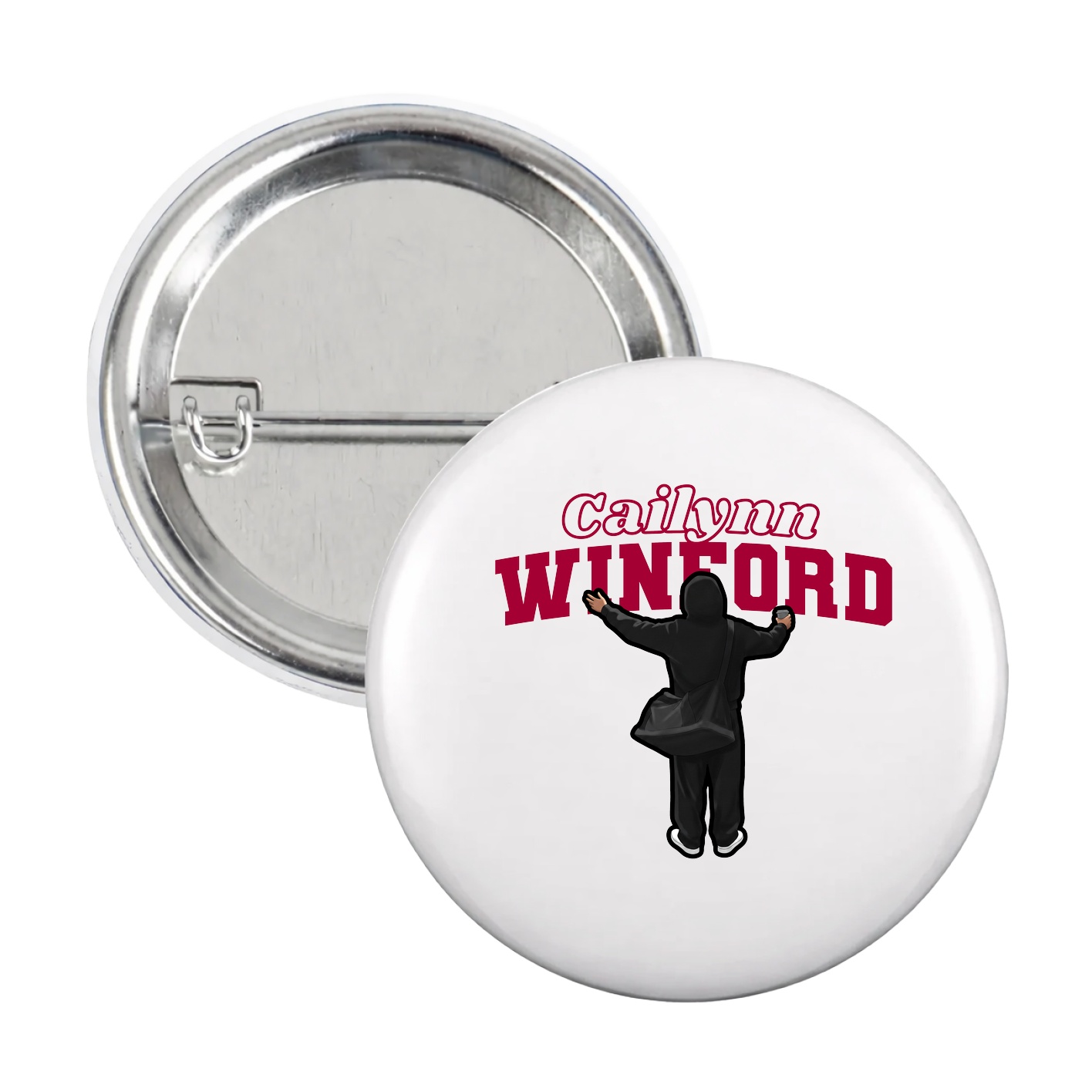 Game Day Button — Name Arch in White