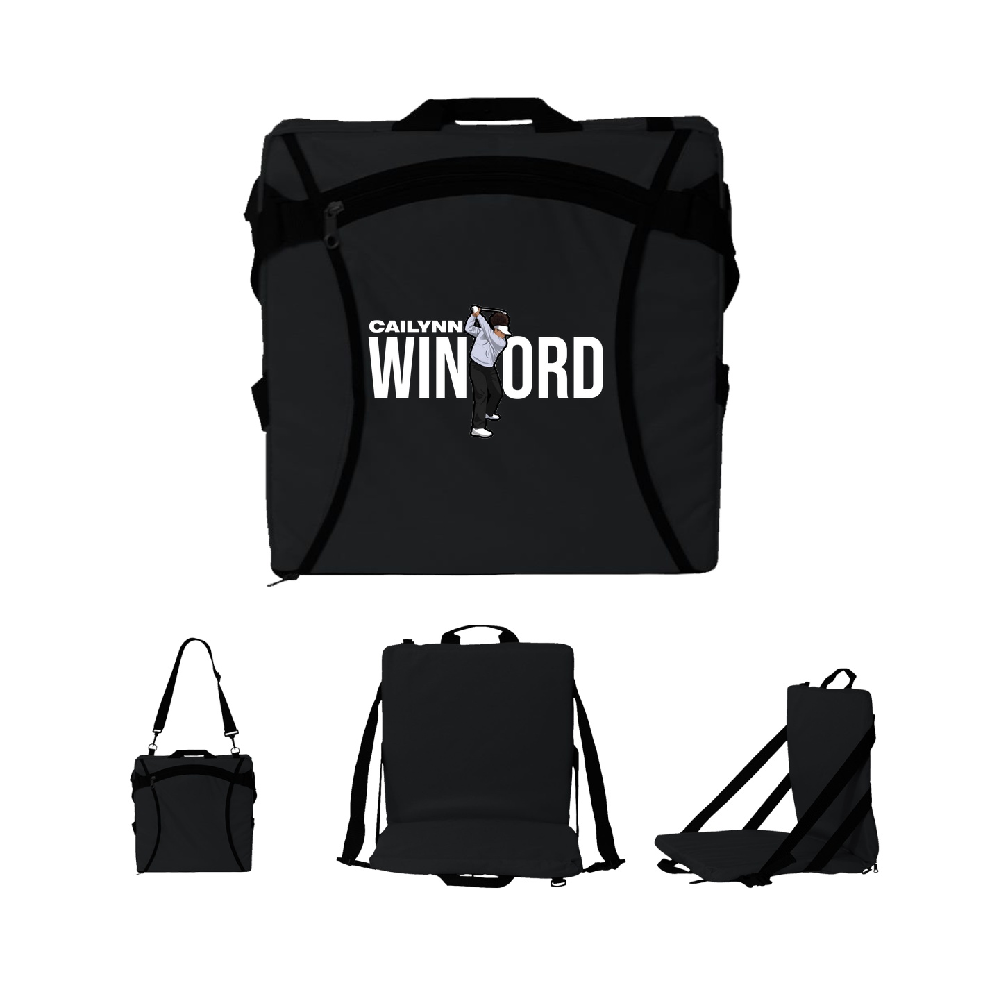 Folding Stadium Seat — Player Name in Black