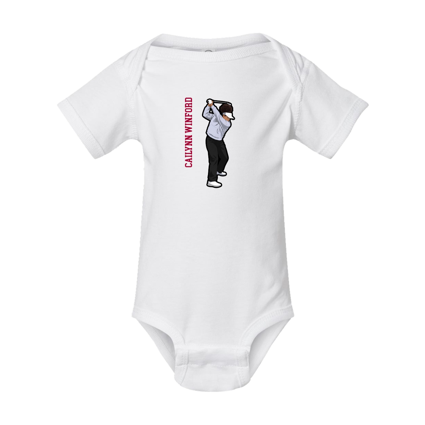 Baby Onesie — Name Vertical in White