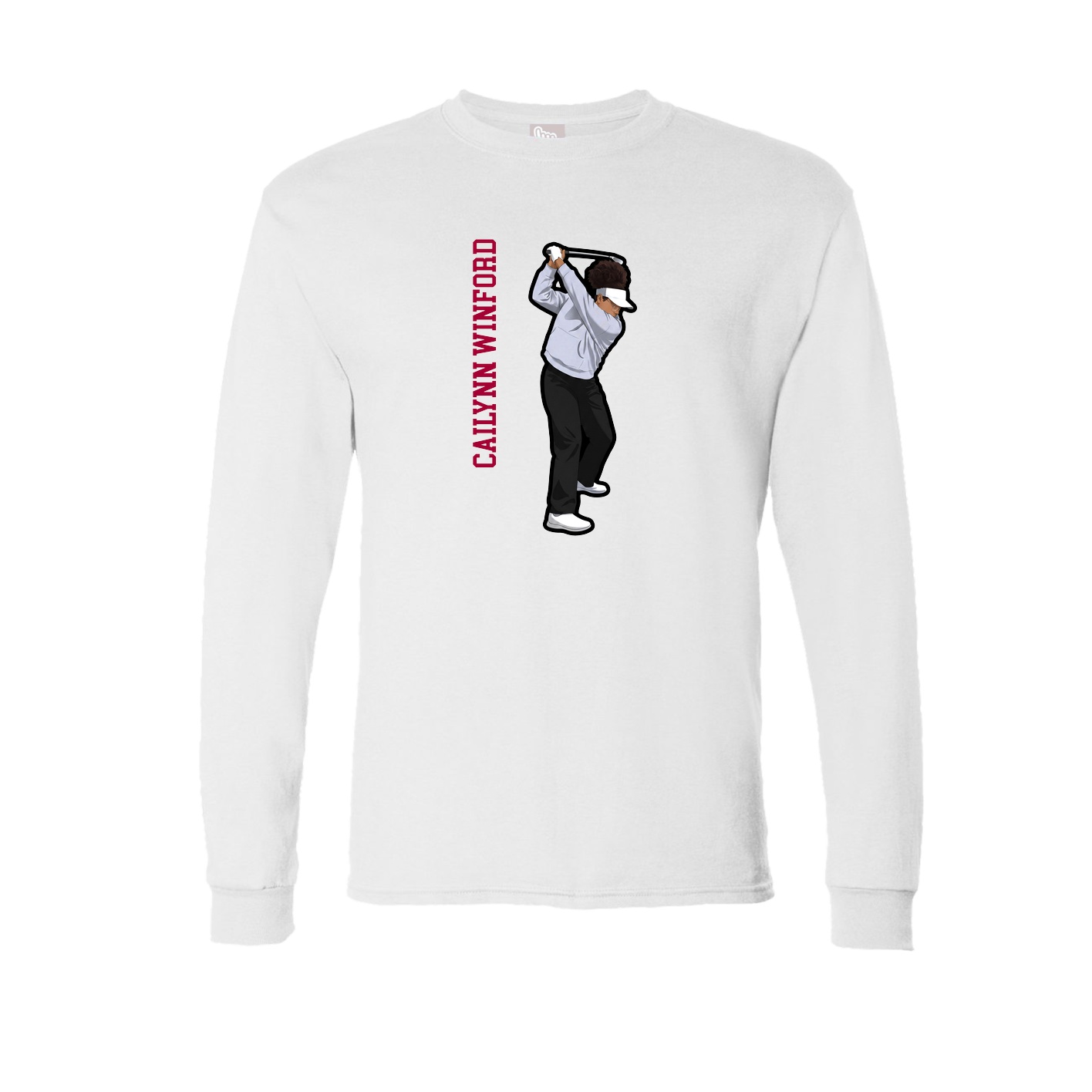Long Sleeve Tee — Name Vertical in White