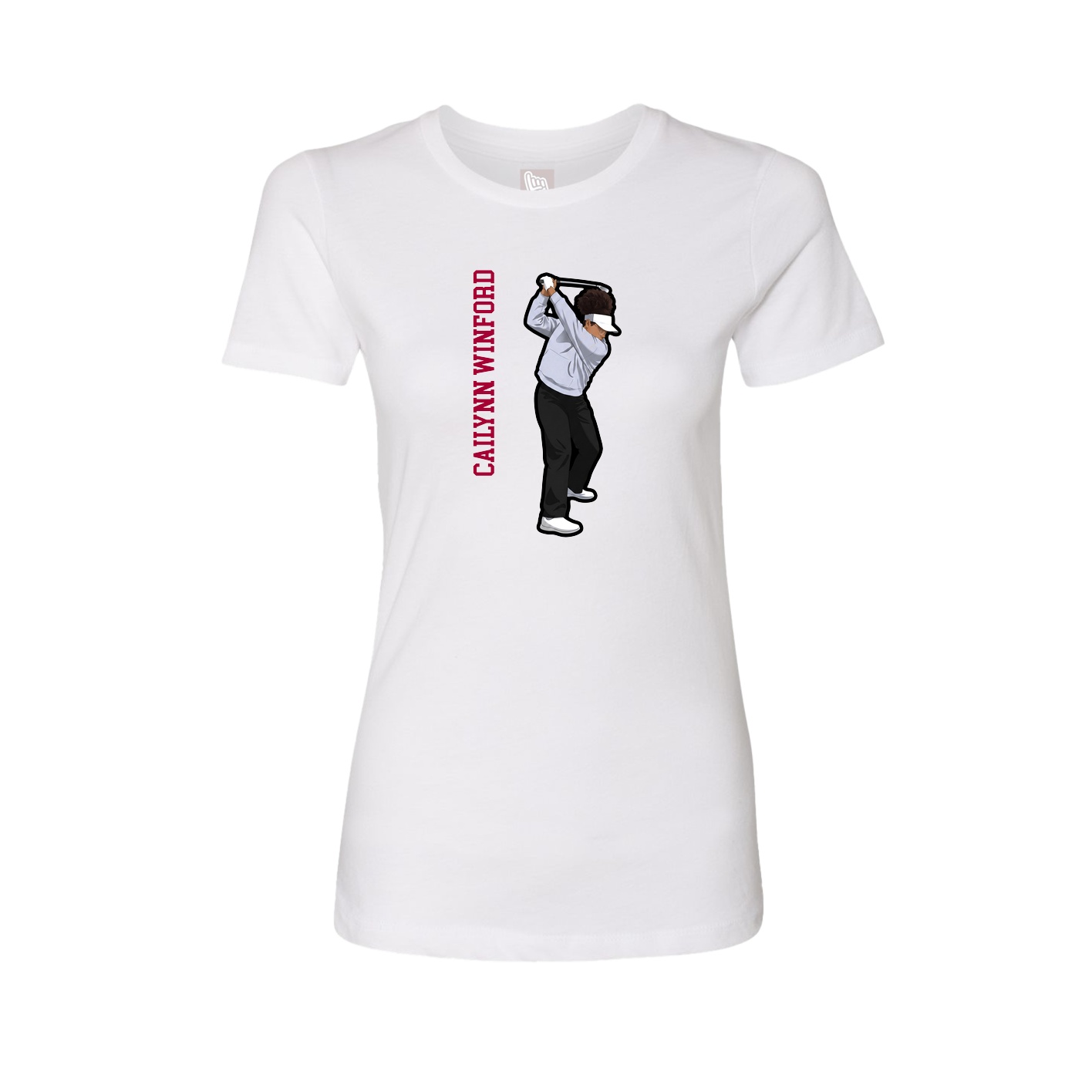 Womens Tee — Name Vertical in White