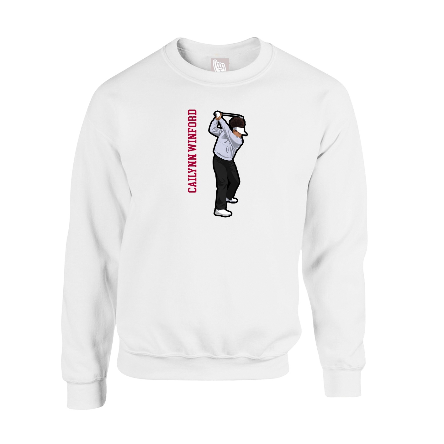Fleece Crew — Name Vertical in White