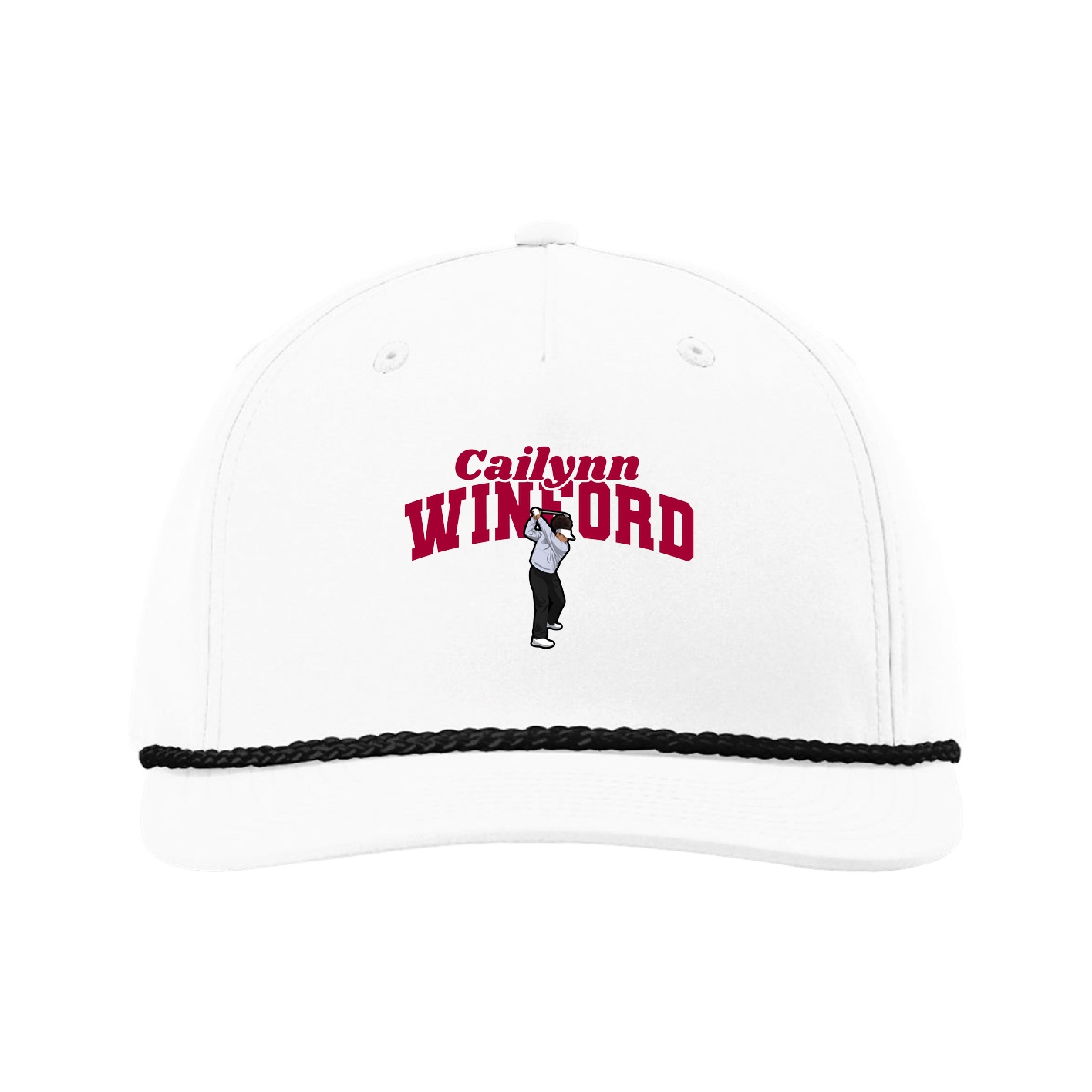 Five-Panel Classic Rope Cap — Signature Arch in White