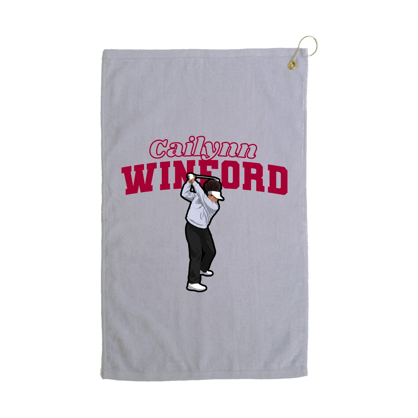 Golf Towel — Name Arch in Grey