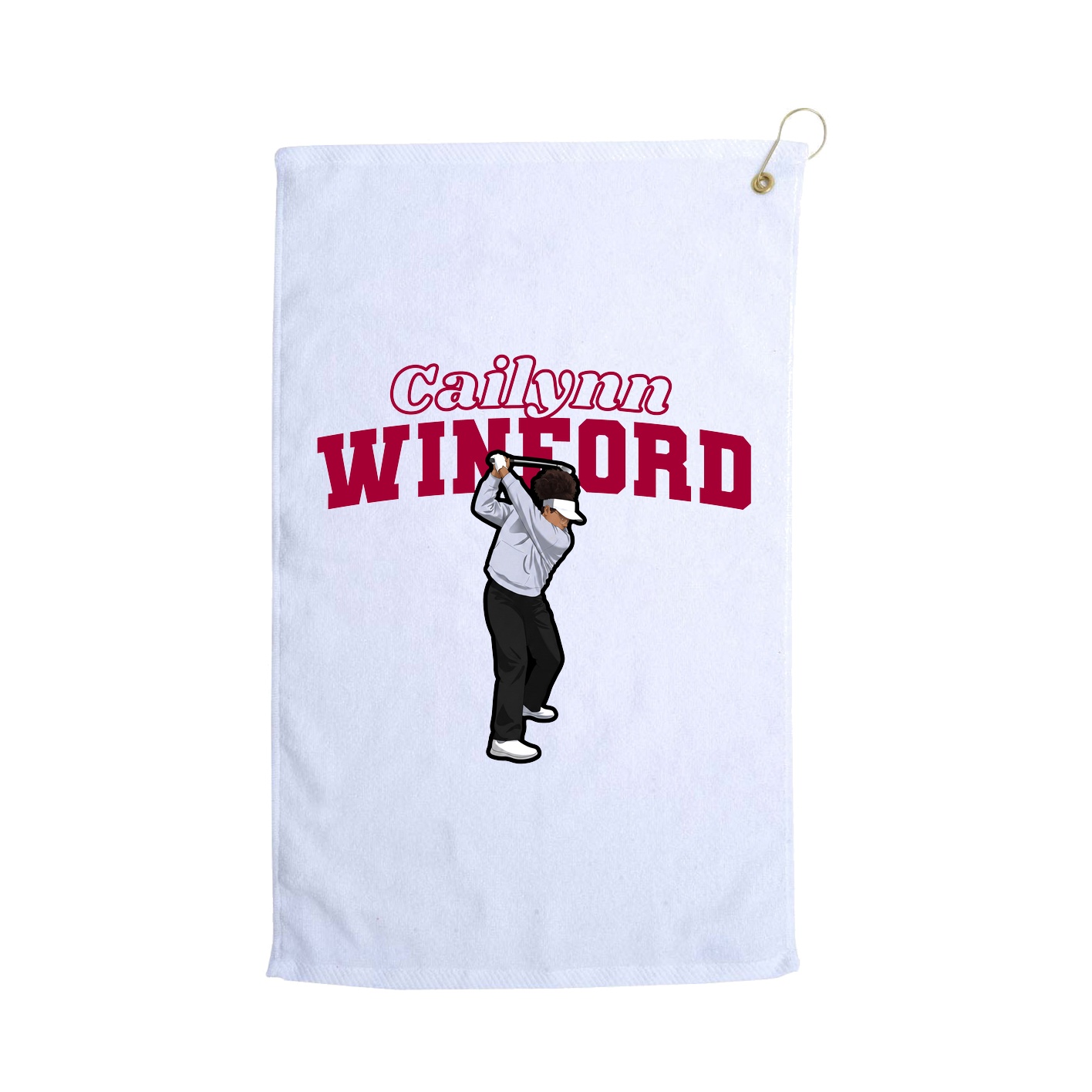 Golf Towel — Name Arch in White