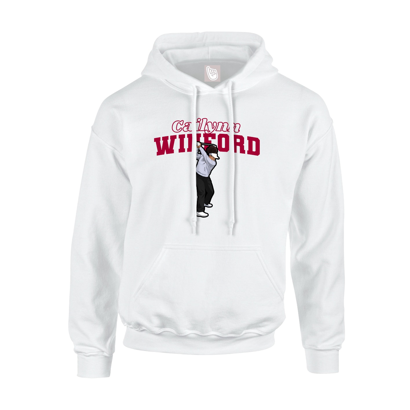 Youth Hoodie — Name Arch in White