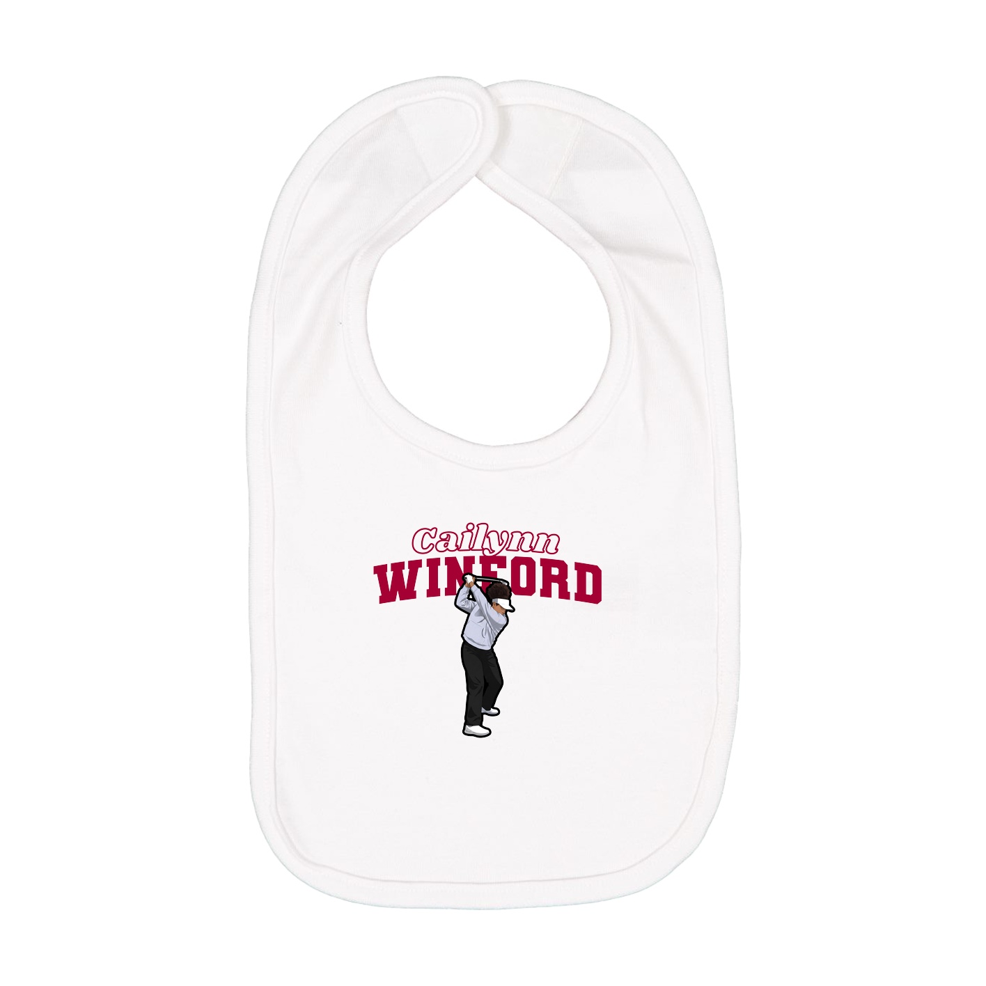Infant Bib — Name Arch in White